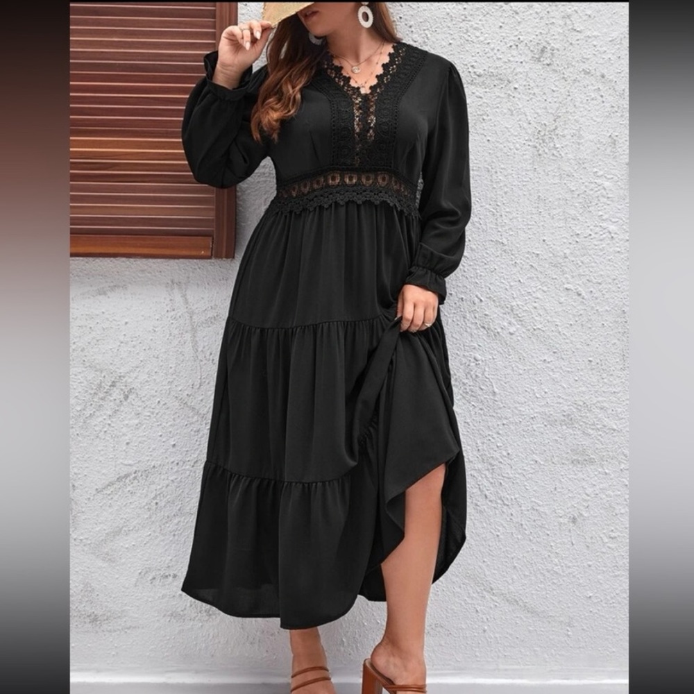 Lace insert dress